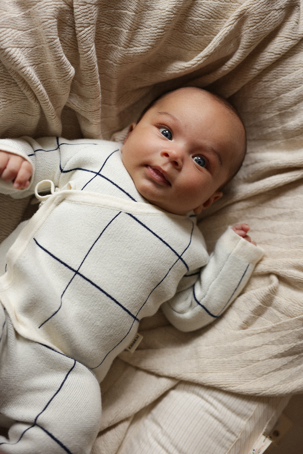 Wrap Cardigan - Navy/Cream