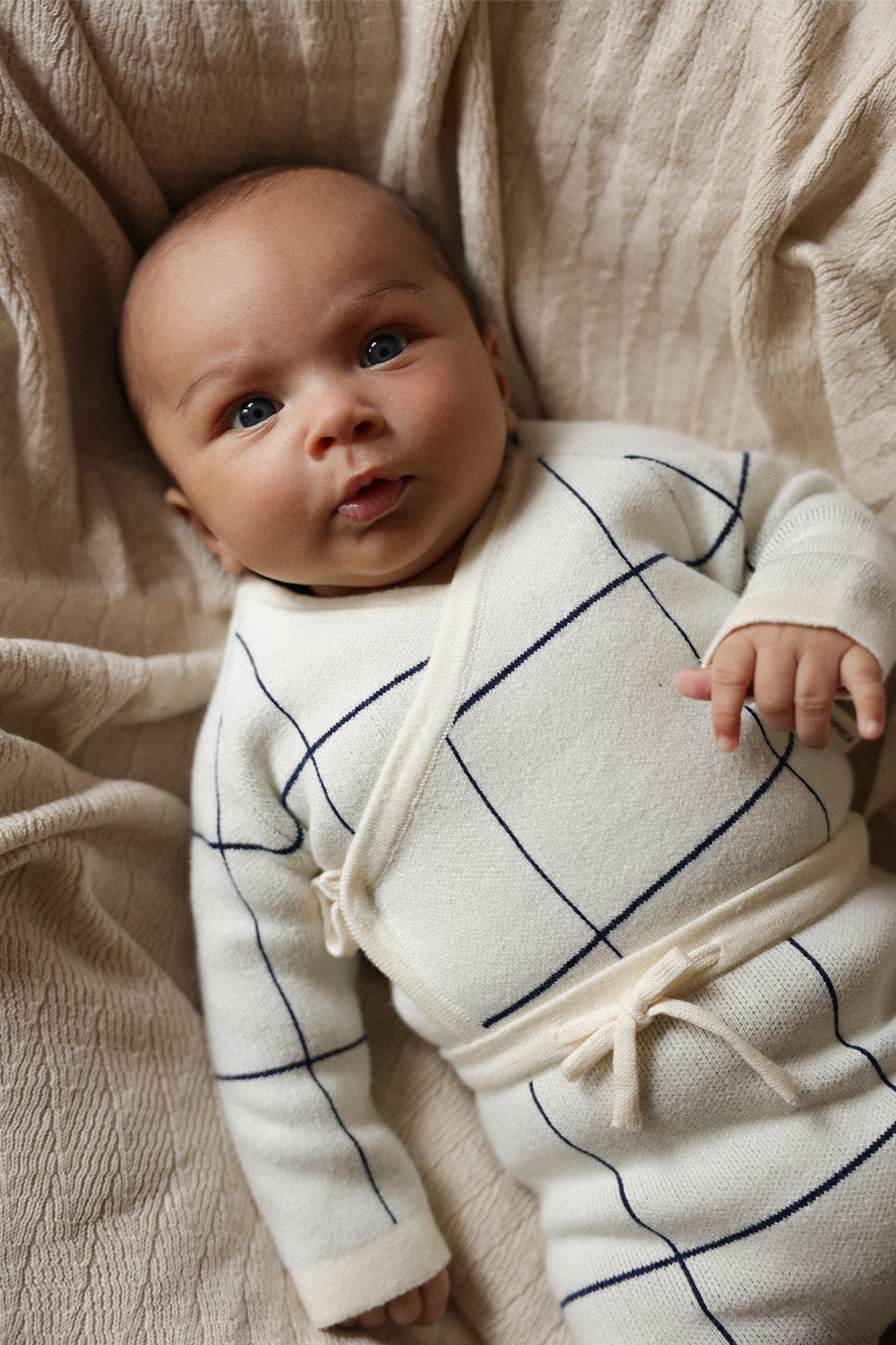 Wrap Cardigan - Navy/Cream