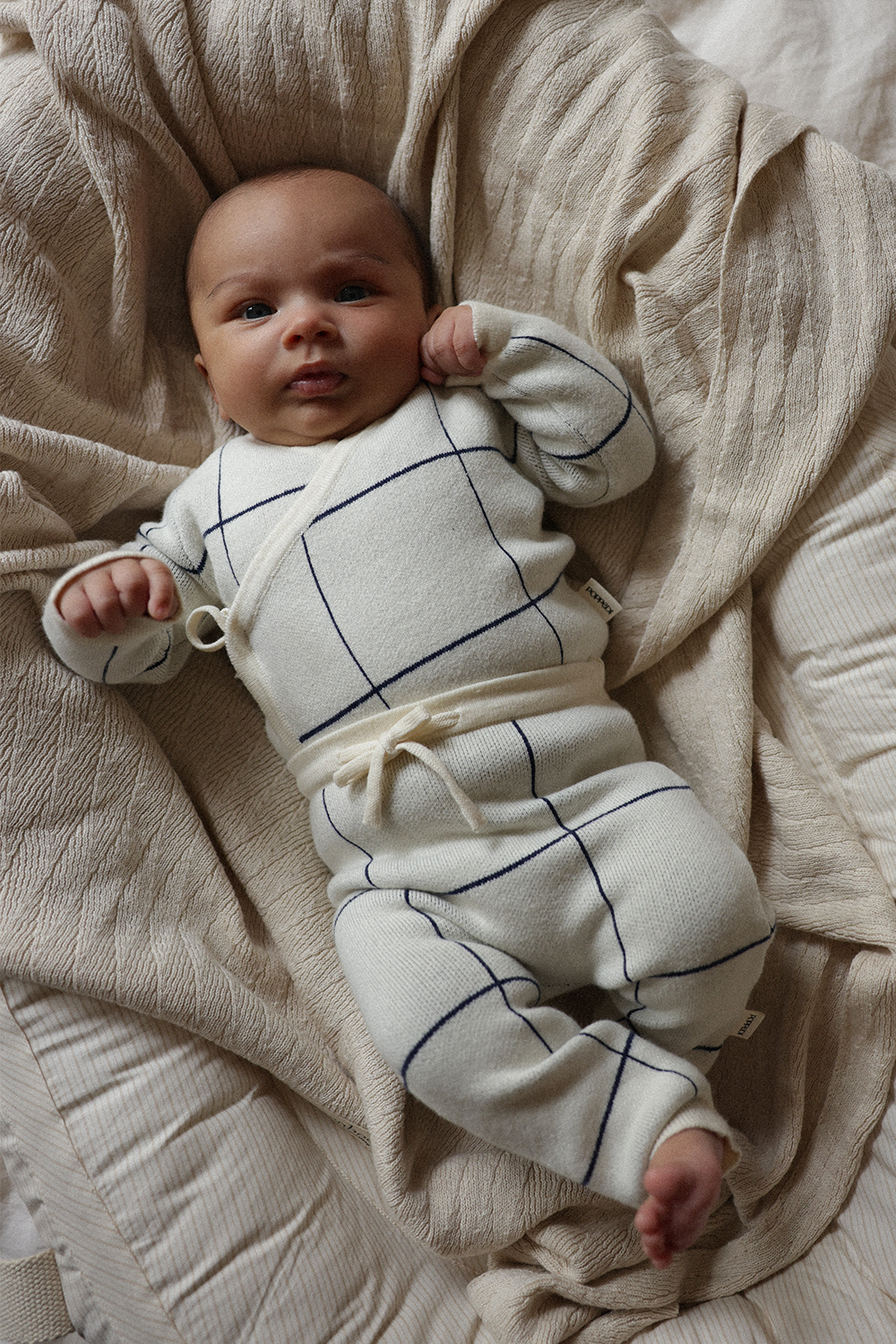 Wrap Cardigan - Navy/Cream