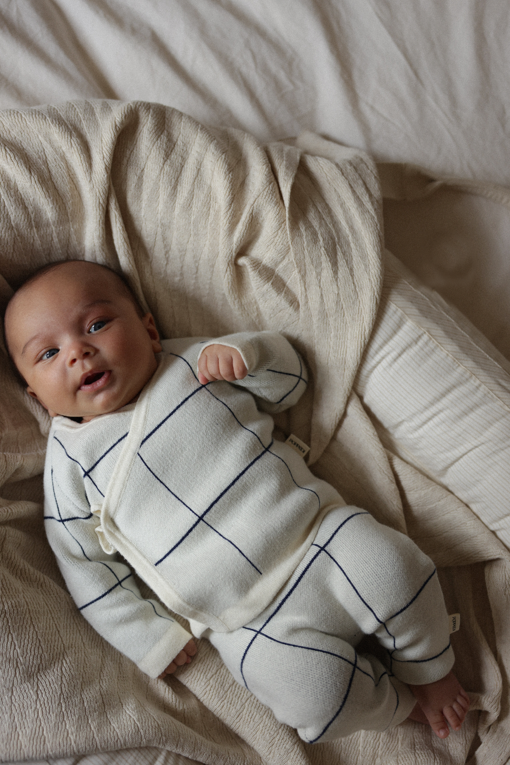 Wrap Cardigan - Navy/Cream