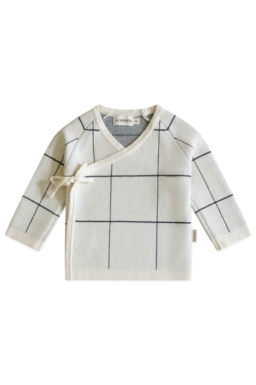 Wrap Cardigan - Navy/Cream