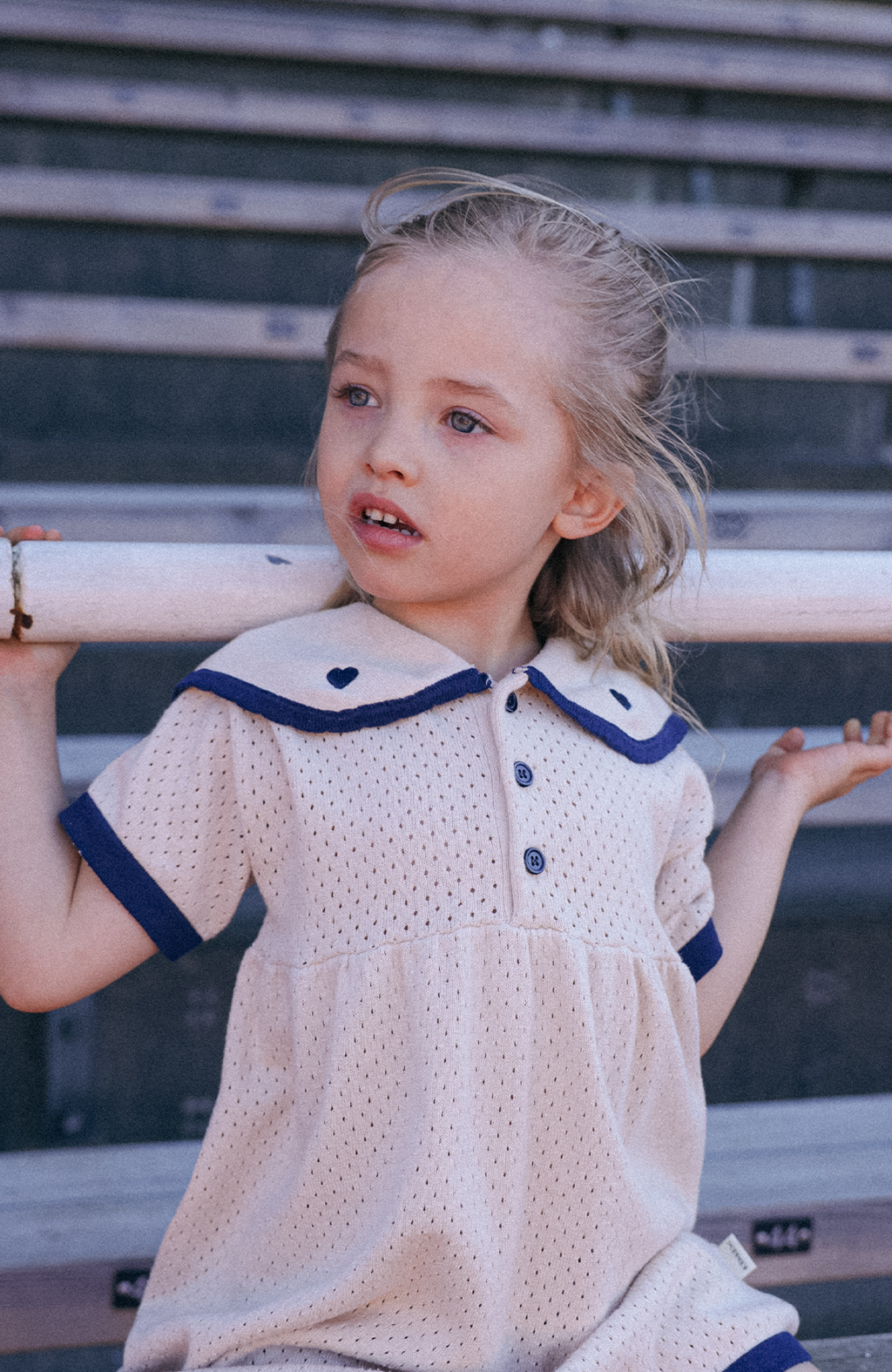 League Sail Dress - Sand/Navy