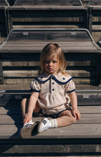 League Sail Romper - Sand/Navy
