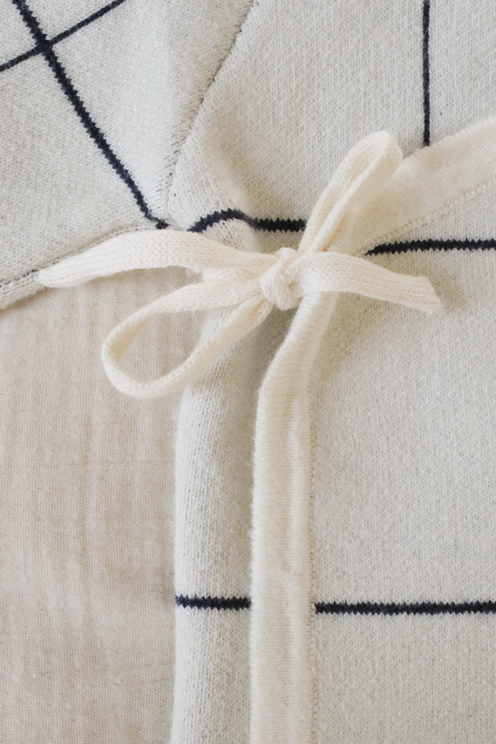 Wrap Cardigan - Navy/Cream